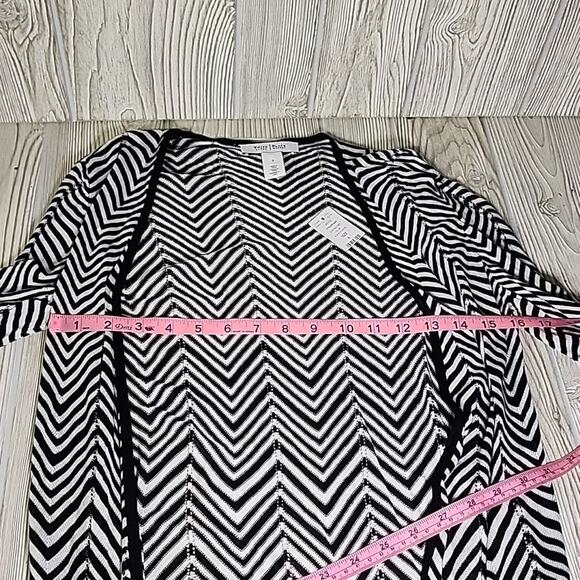 White House Black Market Quarter Sleeves Zip Zag Open Cardigan Womens Small NWT - Picture 7 of 9